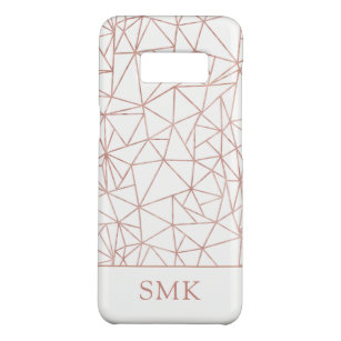 Geometric Copper Rose Gold Foil Polygon Monogram Case-Mate Samsung Galaxy S8 Case