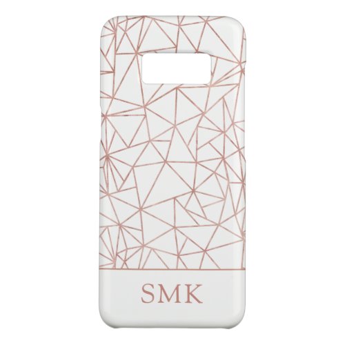 Geometric Copper Rose Gold Foil Polygon Monogram Case_Mate Samsung Galaxy S8 Case