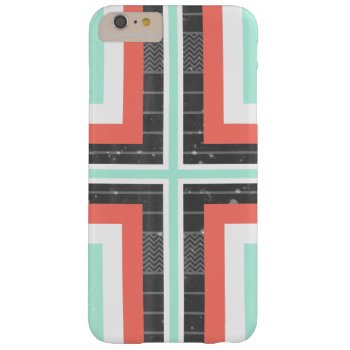 Geometric Coral & Mint Green Distressed Pattern Barely There Iphone 6 Plus Case by VintageDesignsShop at Zazzle