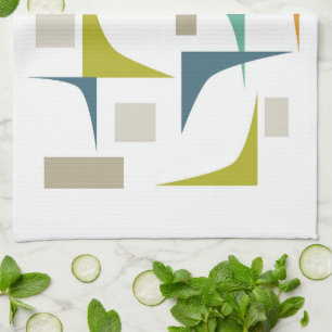 Geometric Corners Colorful Mid Century Modern Towel