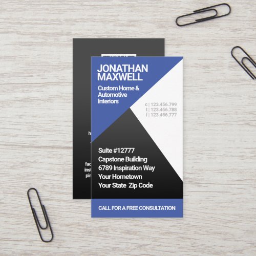 Geometric Corporate Modern Navy Blue and Grey Business Card