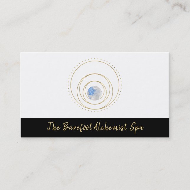 *~*  Geometric Cosmic Gold Sacred Geometry Boho Business Card (Front)