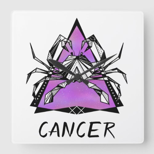 Geometric crab cancer star sign square wall clock