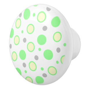 Geometric Cream Mint Yellow Gray Polka Dots Ceramic Knob