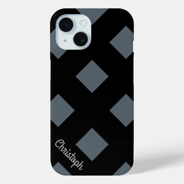 Geometric Crossing Black Lines with Name Case-Mate iPhone Case (Back)