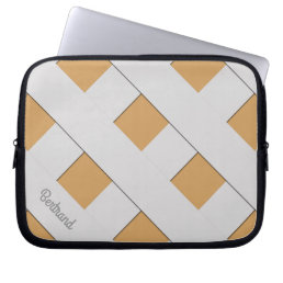 Geometric Crossing Pastel Gray Lines with Name Laptop Sleeve