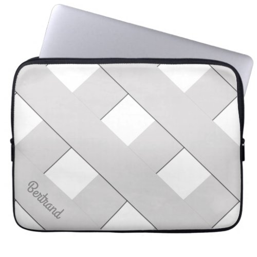 Geometric Crossing Pastel Silver Lines with Name Laptop Sleeve