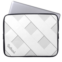 Geometric Crossing Pastel White Lines with Name Laptop Sleeve