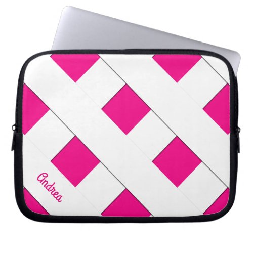 Geometric Crossing Pastel White Lines with Name Laptop Sleeve