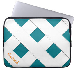 Geometric Crossing Pastel White Lines with Name Laptop Sleeve