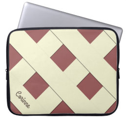 Geometric Crossing Pastel Yellow Lines with Name Laptop Sleeve