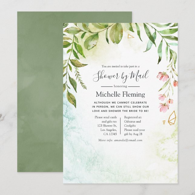 Geometric Crystal Baby or Bridal Shower by Mail Invitation (Front/Back)