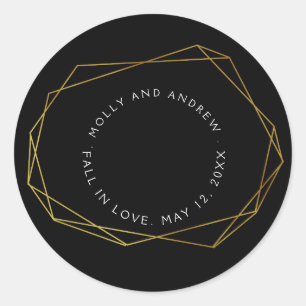 geometric crystal black STICKER party/wedding gold