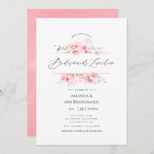 Geometric Crystal Greenery Bridesmaids Luncheon Invitation