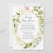 Geometric Crystal Greenery Drive By Shower Invitation (Front)