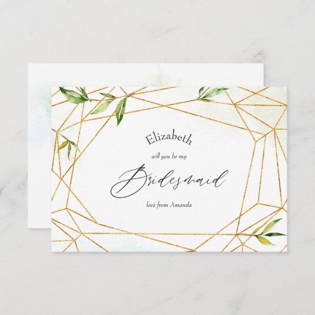 Geometric Crystal Wedding Be My Bridesmaid Invitation (Front/Back)