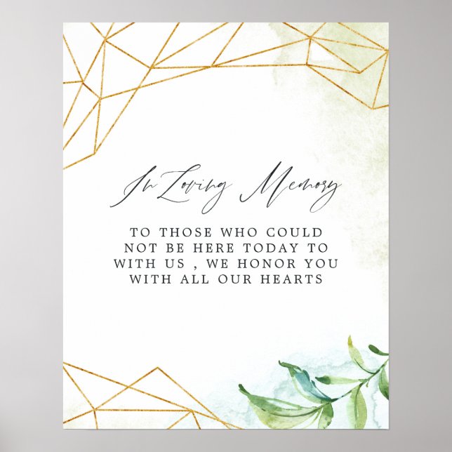 Geometric Crystal Wedding In Loving Memory Poster (Front)