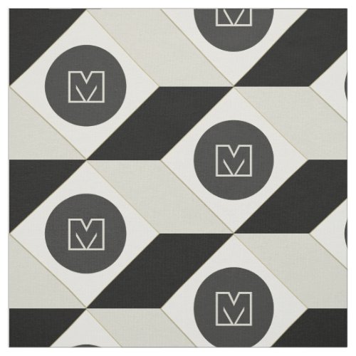 Geometric Cube Pattern Monogram Fabric