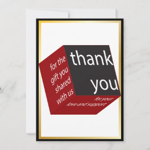 Geometric Cube Red Black High Tech Wedding Gift Thank You Card