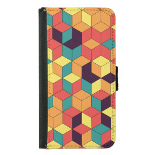 Geometric cubes, color, seamless, vintage pattern. samsung galaxy s5 wallet case