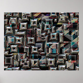 Geometric Cubes in Motion Poster