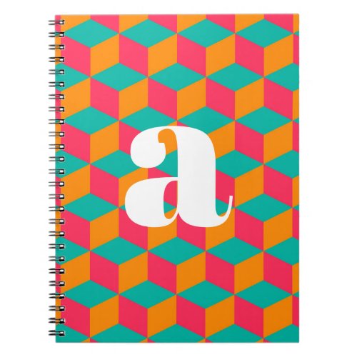 Geometric Cubes Mid Century Retro Trendy Colorful  Notebook