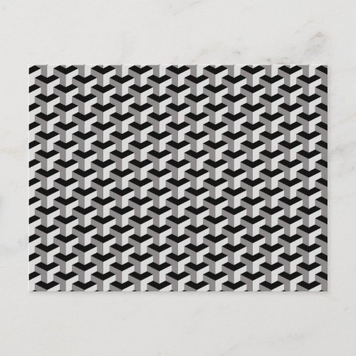 Geometric Cubes Optical Illusion Pattern Postcard