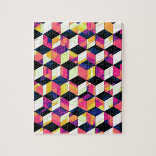 Geometric Cubes Pop Art Jigsaw Puzzle