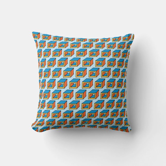 Geometric Cubes Throw Pillow (Front)