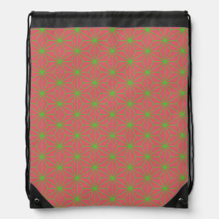 Geometric Cubes Tiles Texture In Pink And Green Dr Drawstring Bag