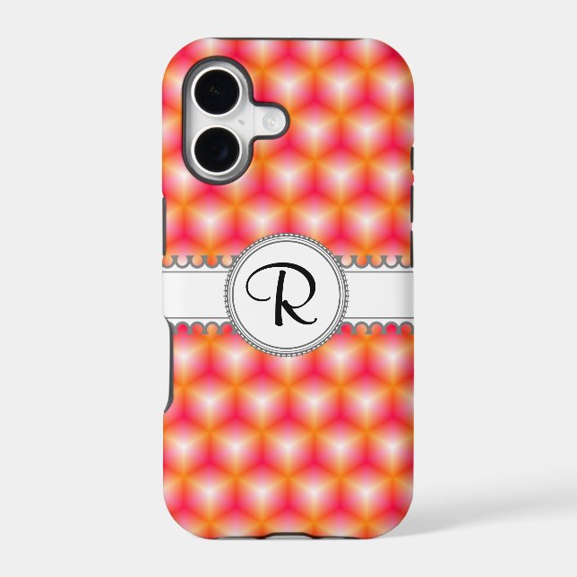 Geometric Cubes With Monogram Iphone Case (Back)