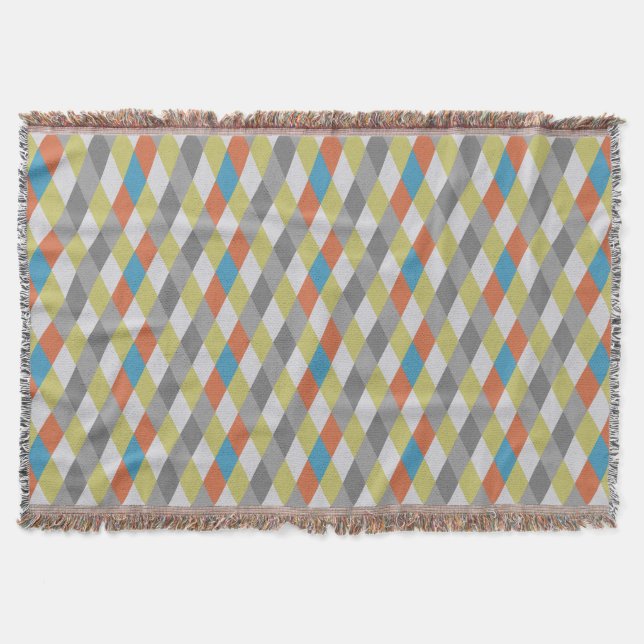 Geometric Cubes Yellow and Gray Modern Abstract Throw Blanket (Front)
