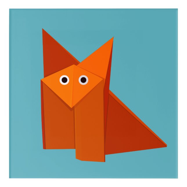 Geometric Cute Origami Fox Acrylic Print (Front)
