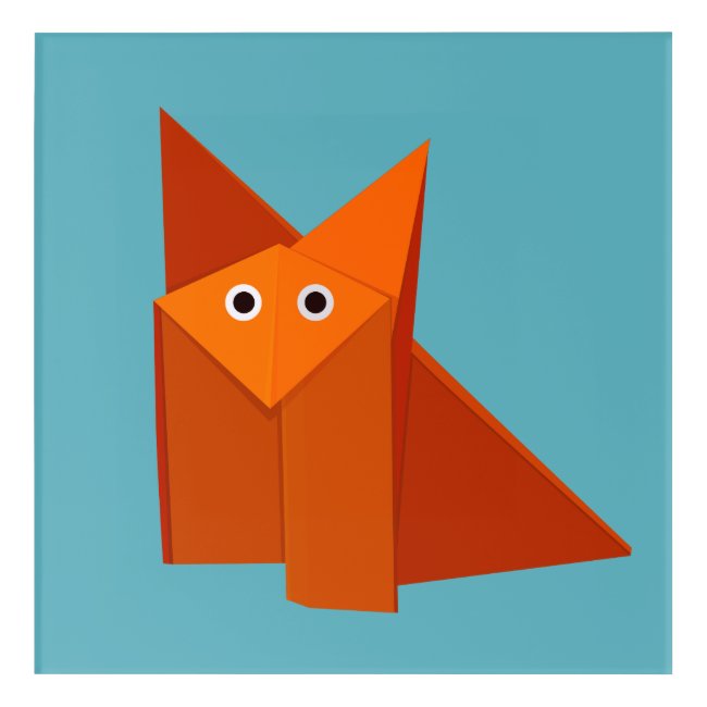 Geometric Cute Origami Fox