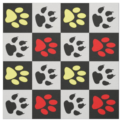 Geometric Cute Pet Paws And Claws Fabric