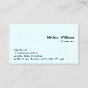 Geometric Cyan Checkered Pattern Modern Trendy DIY Business Card