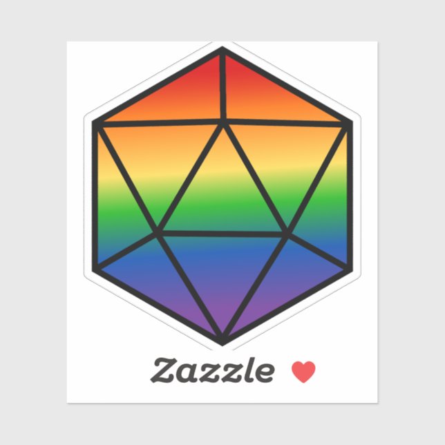 Geometric D20 Rainbow Pride Flag Sticker (Sheet)