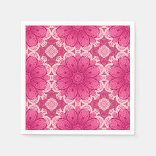 Geometric Daisy Pattern in Coral and Pastel Pink  Napkins