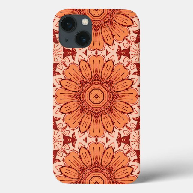 Geometric Daisy Pattern in Mandarin Orange  Case-Mate iPhone Case (Back)