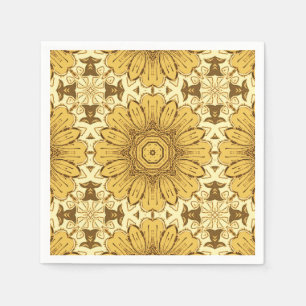 Geometric Daisy Pattern in Mustard Gold Napkins