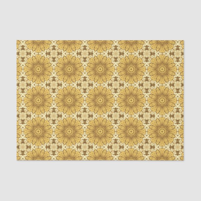 Geometric Daisy Pattern in Mustard Gold Tissue Paper (Front)