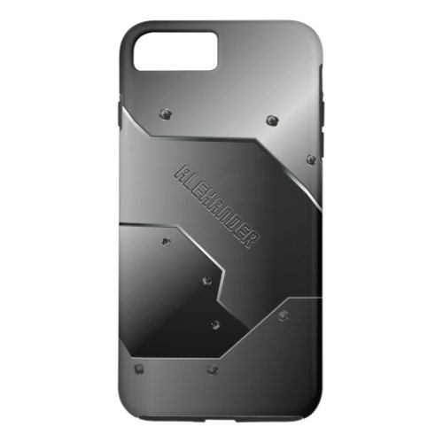 geometric Dark Gray Brushed Aluminum Monogram iPhone 8 Plus7 Plus Case