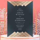 Geometric Dark Navy Gold Gatsby Wedding Invitation<br><div class="desc">***NON FOIL*** Geometric Deco Great Gatsby Wedding Invitation. Amazing design with art deco lines in the Great Gatsby style. Very trendy,  modern and edgy. Dark Navy and fake gold. ***this is fake gold,  foil will not be printed.*** Fancy and Formal weddings. beautiful White color.</div>