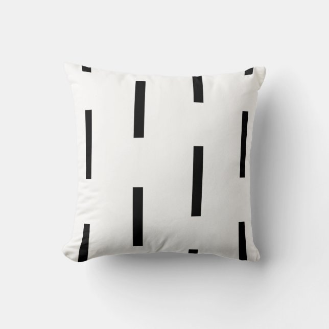 Geometric - dash line pattern - black and white throw pillow (Front)