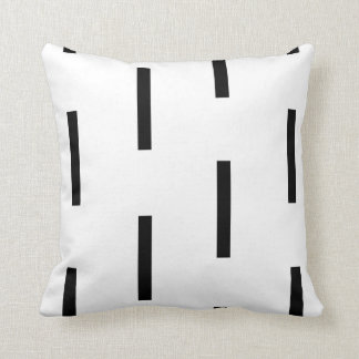 Geometric - dash line pattern - black and white throw pillow