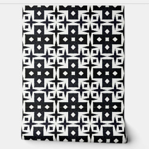 Geometric Deco Modern Classy Chic Black and White Wallpaper