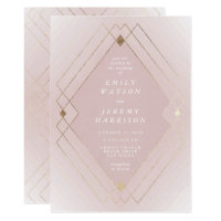 Geometric Deco Pink Gold Gatsby Wedding Invitation