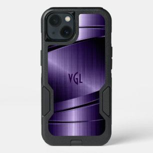 Geometric Deep-Purple Modern Metallic Texture iPhone 13 Case