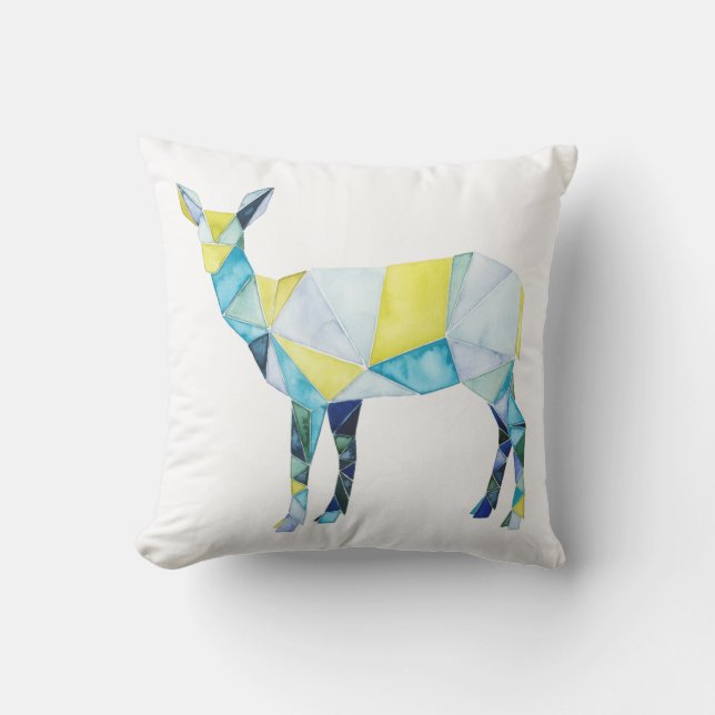 Geometric Deer Animal Throw Pillow (Front)