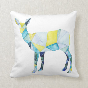 Geometric Deer Animal Throw Pillow